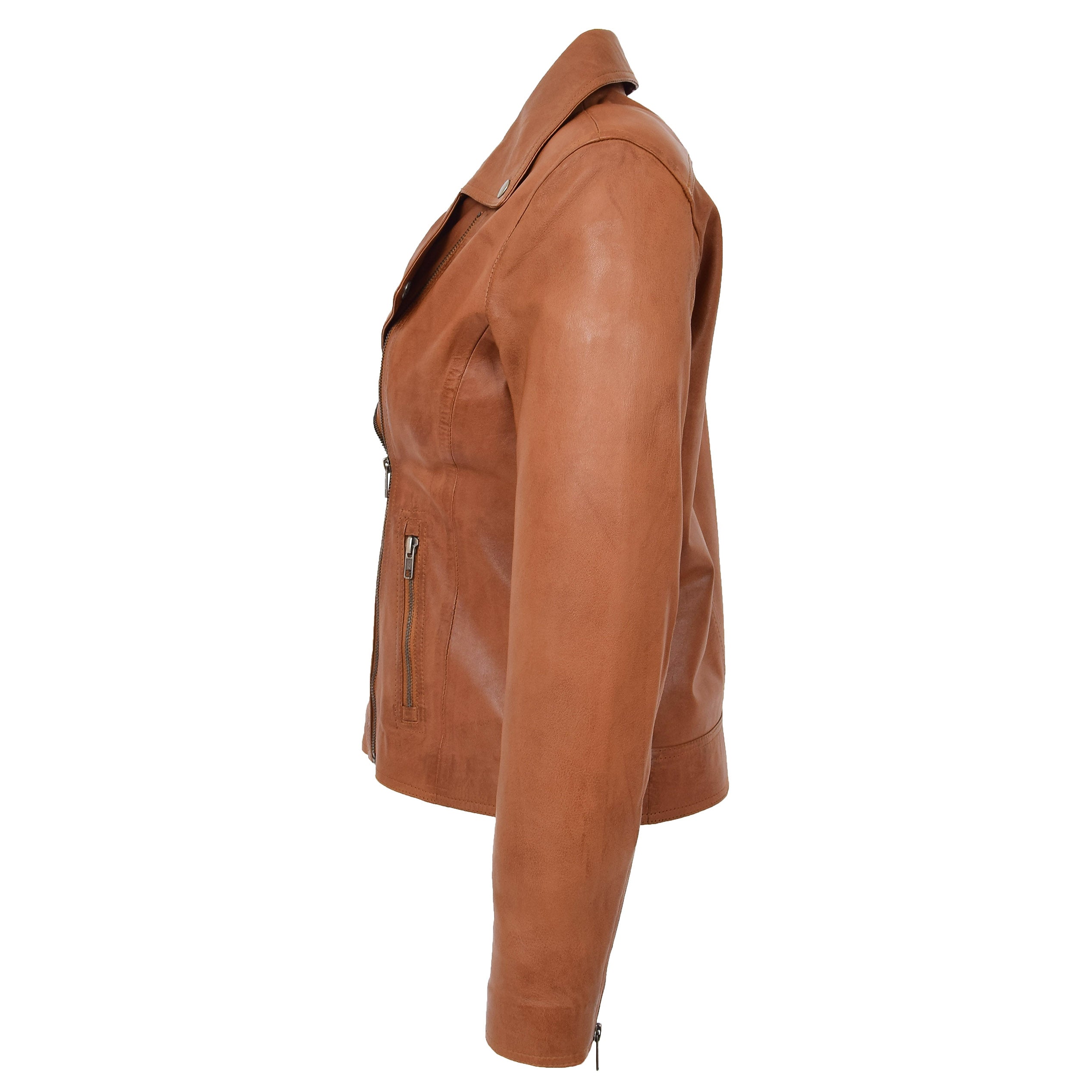 BUNERI Biker Cuir Souple Lola Tan Cross-Zip – Image 6