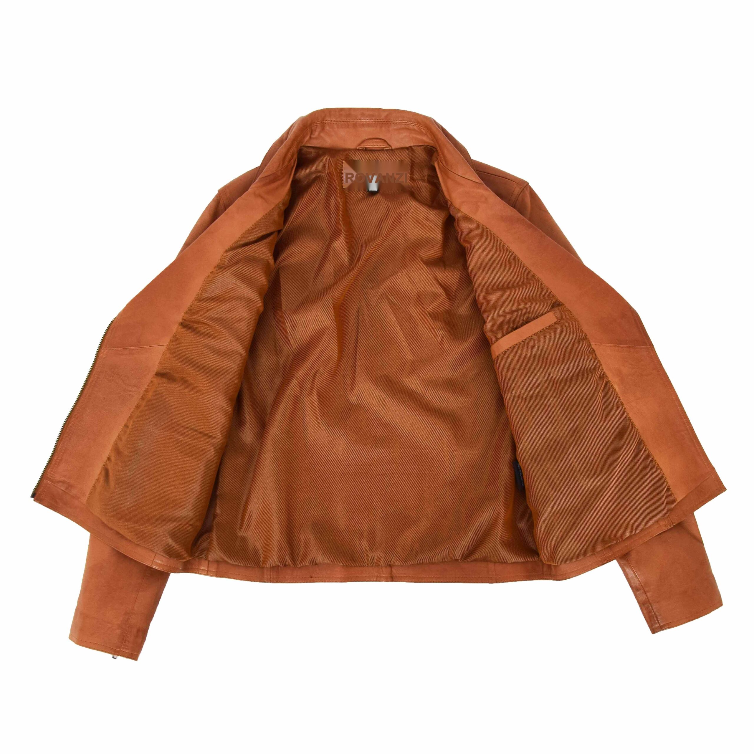 BUNERI Biker Cuir Souple Lola Tan Cross-Zip – Image 7