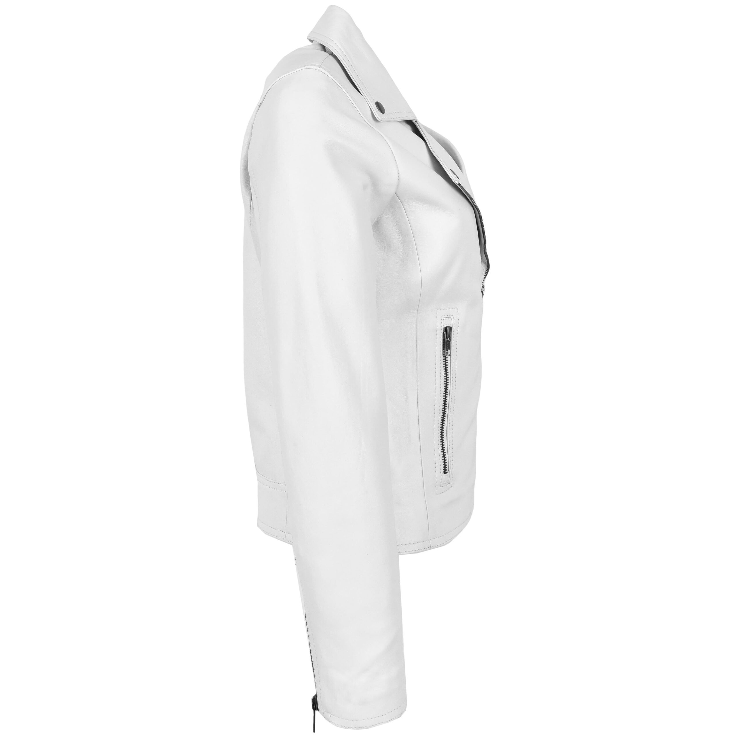 BUNERI Biker Cuir Souple Lola Blanche Cross Zip Femme – Image 6