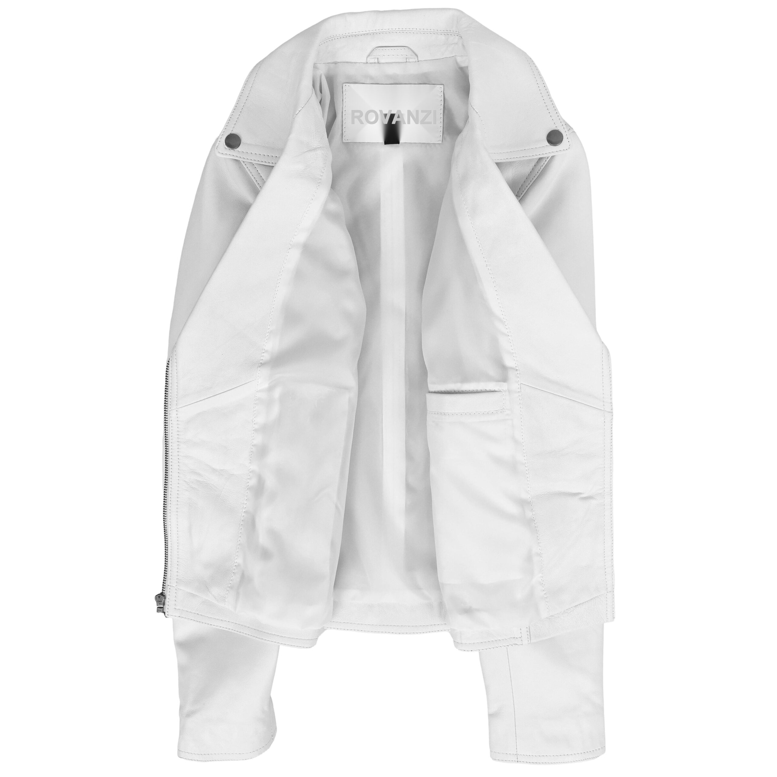 BUNERI Biker Cuir Souple Lola Blanche Cross Zip Femme – Image 2