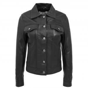 BUNERI Style Trucker Cuir Souple Alma Noir Femme