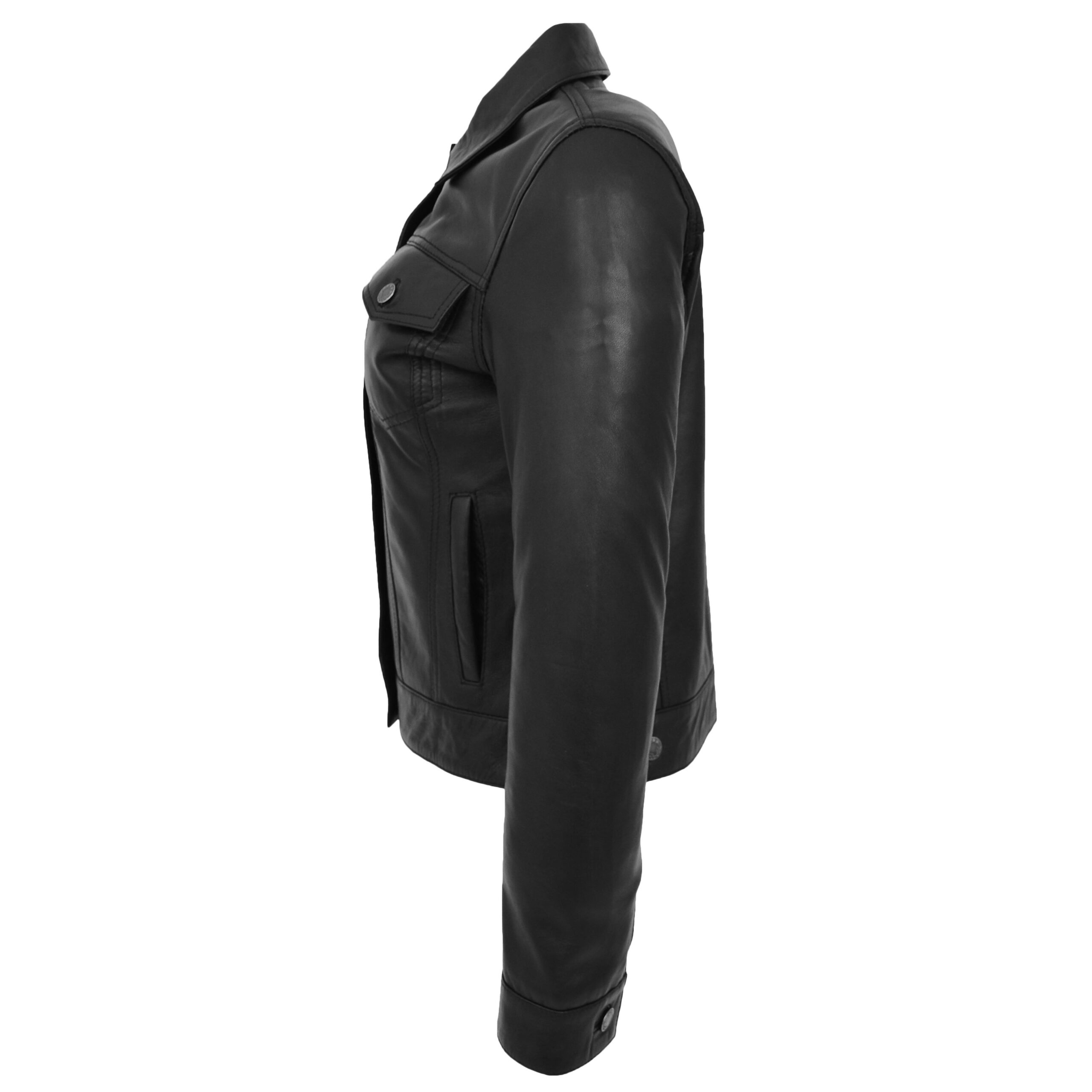 BUNERI Style Trucker Cuir Souple Alma Noir Femme – Image 6