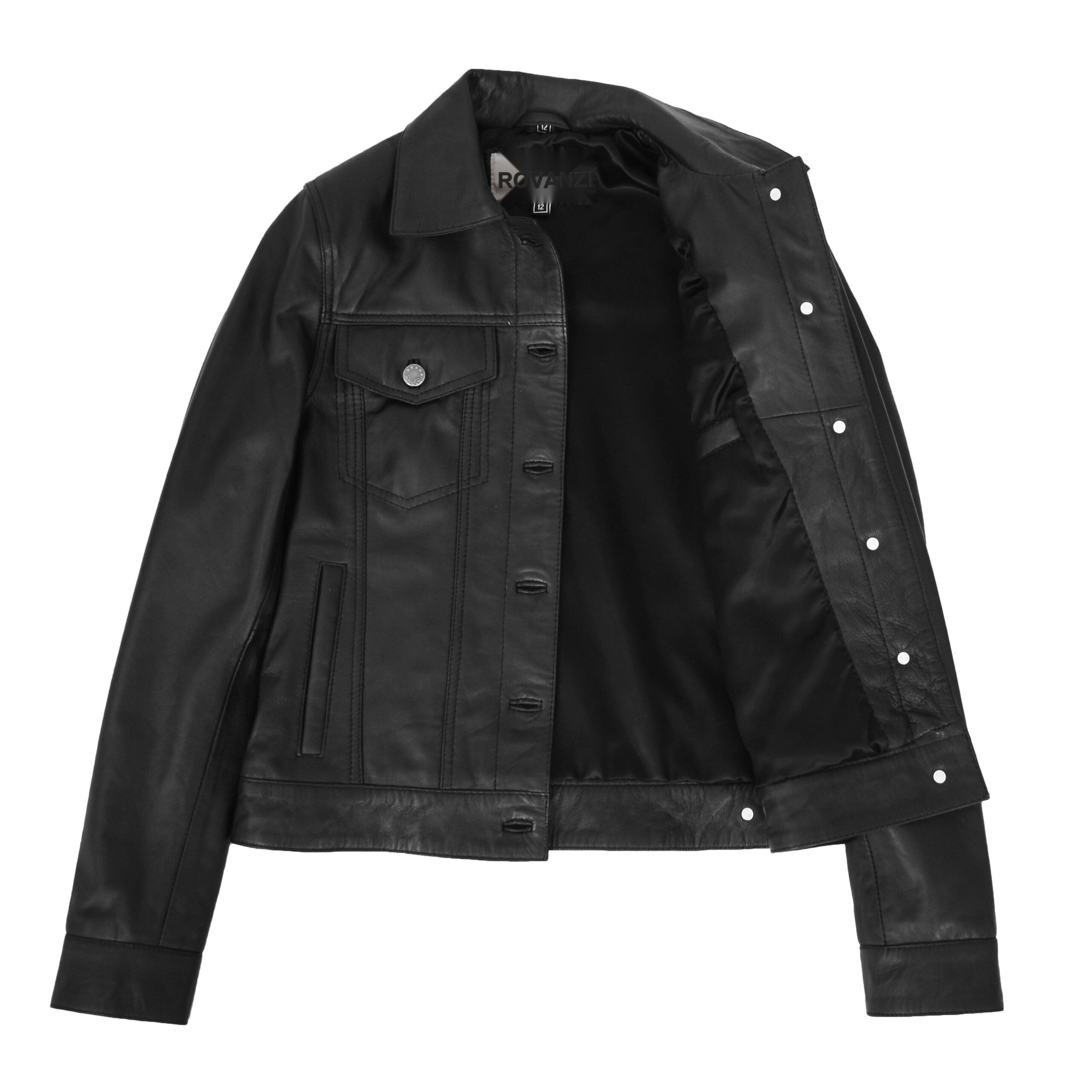 BUNERI Style Trucker Cuir Souple Alma Noir Femme – Image 7