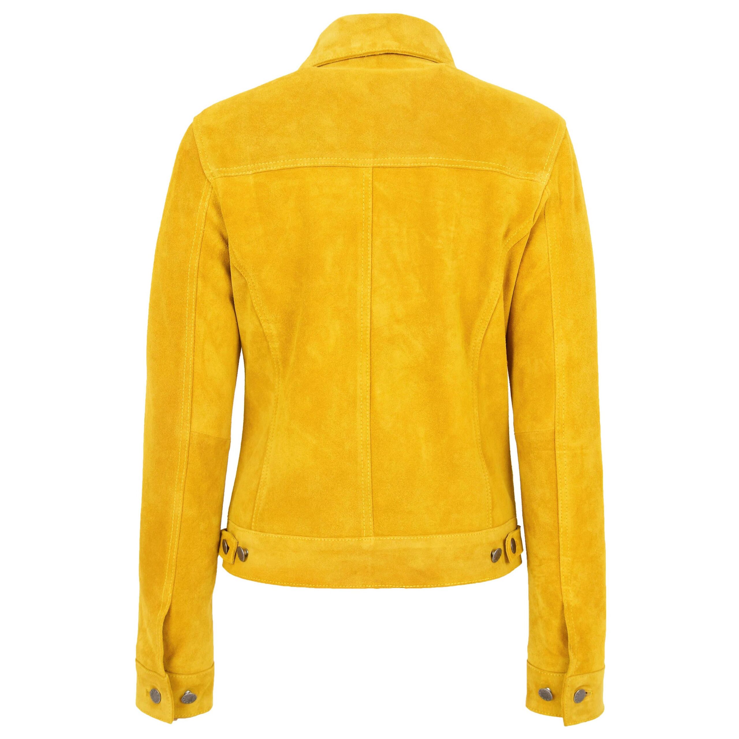 BUNERI Veste Style Camionneur en Daim Doux pour Femme Jaune – Image 2