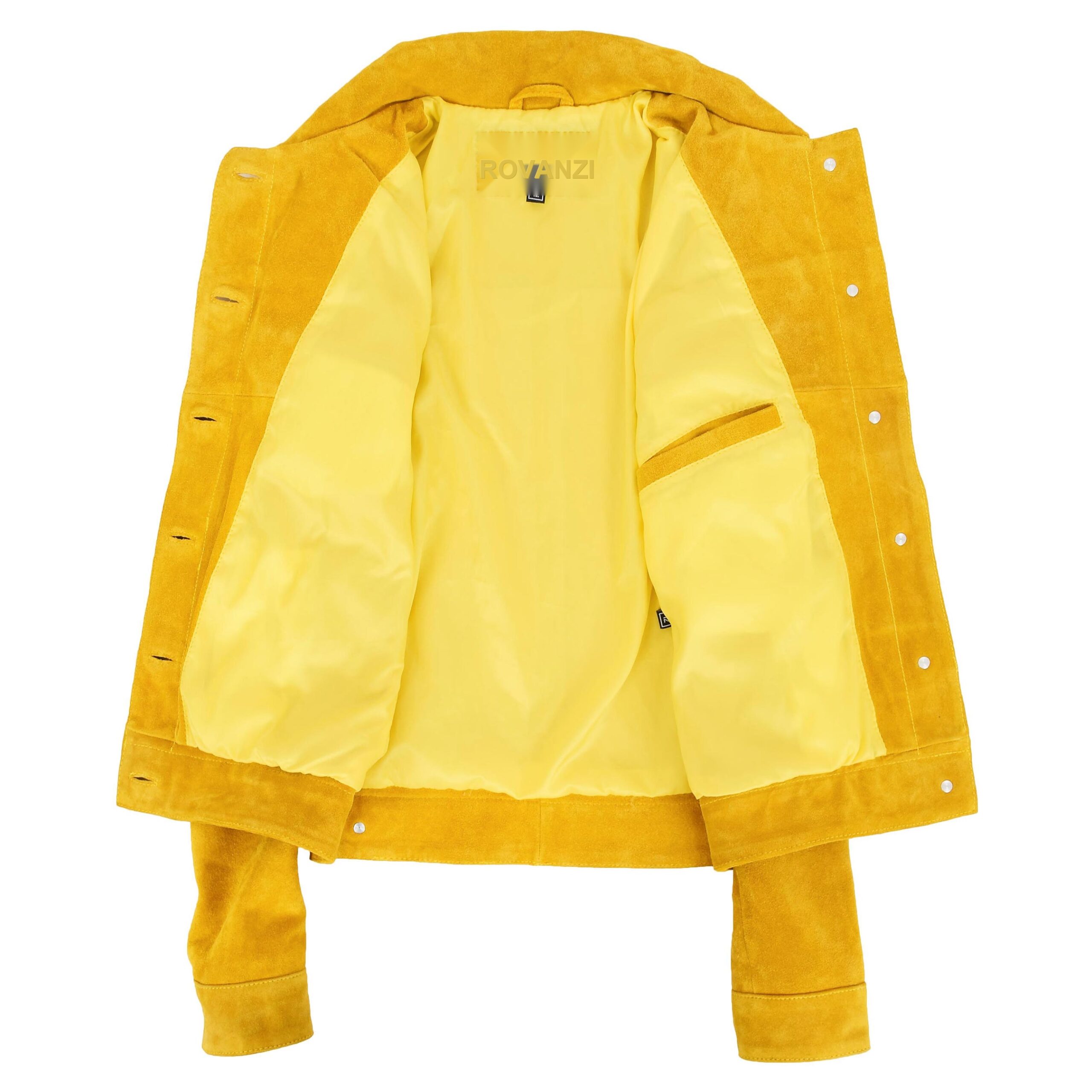 BUNERI Veste Style Camionneur en Daim Doux pour Femme Jaune – Image 7