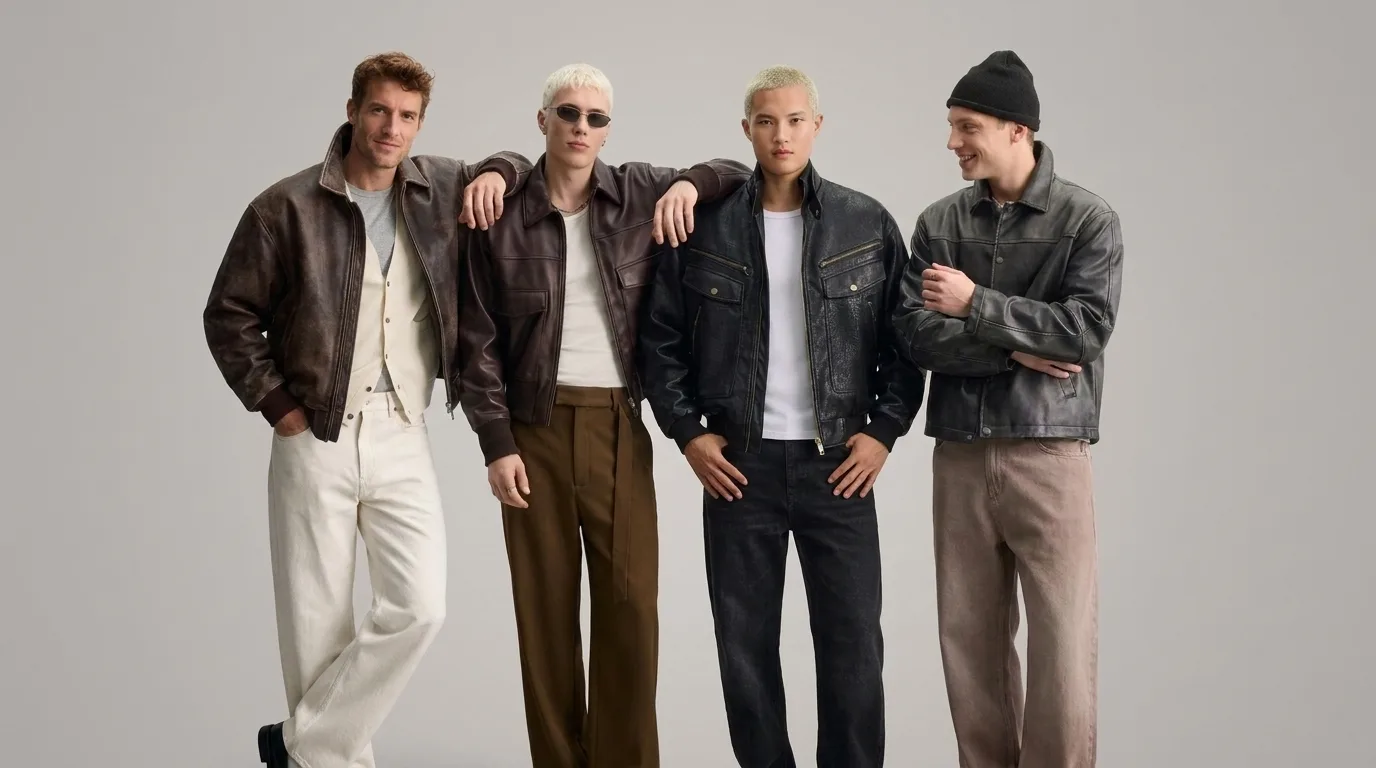 Mannequins portant des vestes en cuir ajustées Buneri
